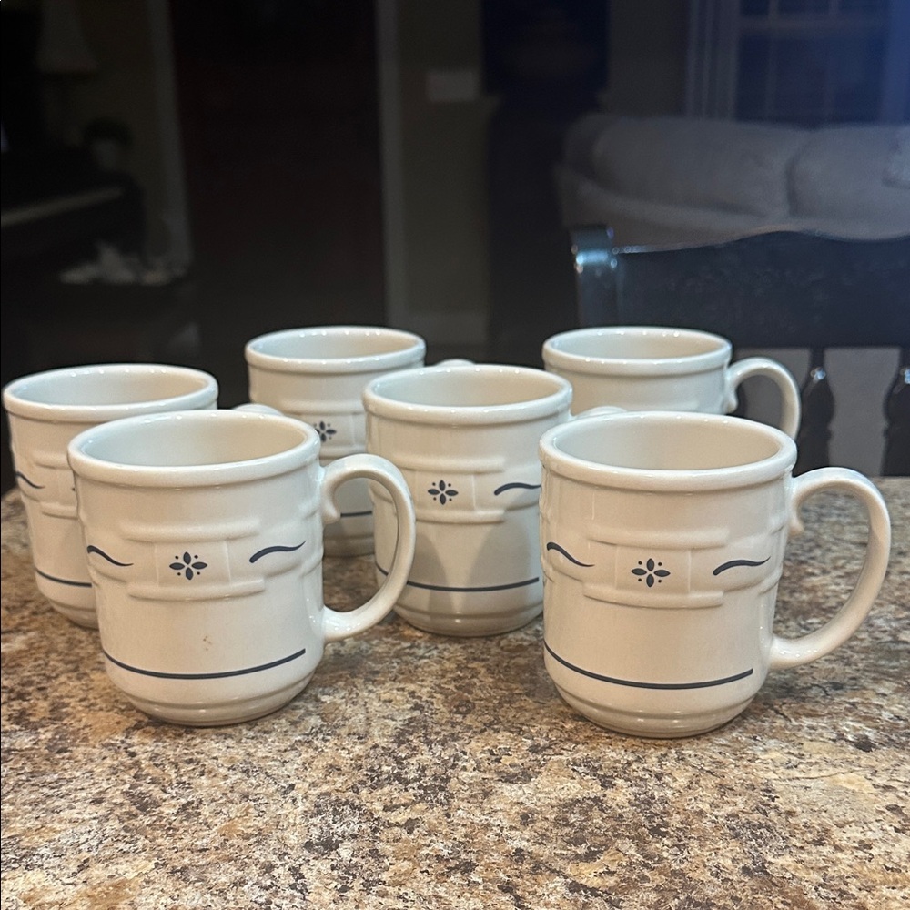 LONGABERGER BLUE COFFEE MUGS SET OF SIX